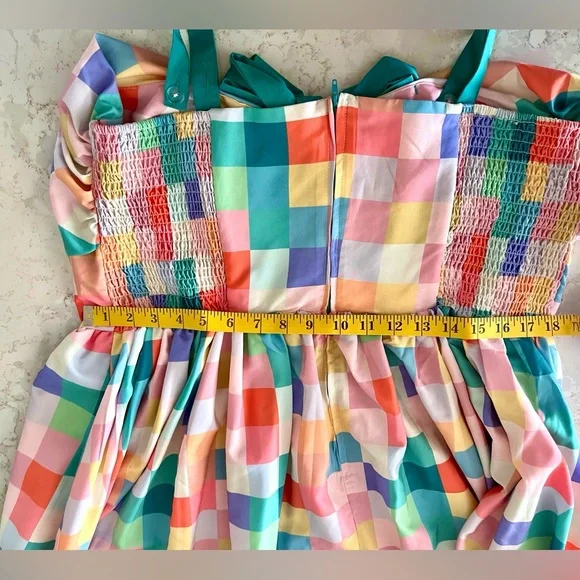 Colorful Checkered 50s Dress, Unique Vintage, Plus Size 3X (20) - Picture 8 of 11